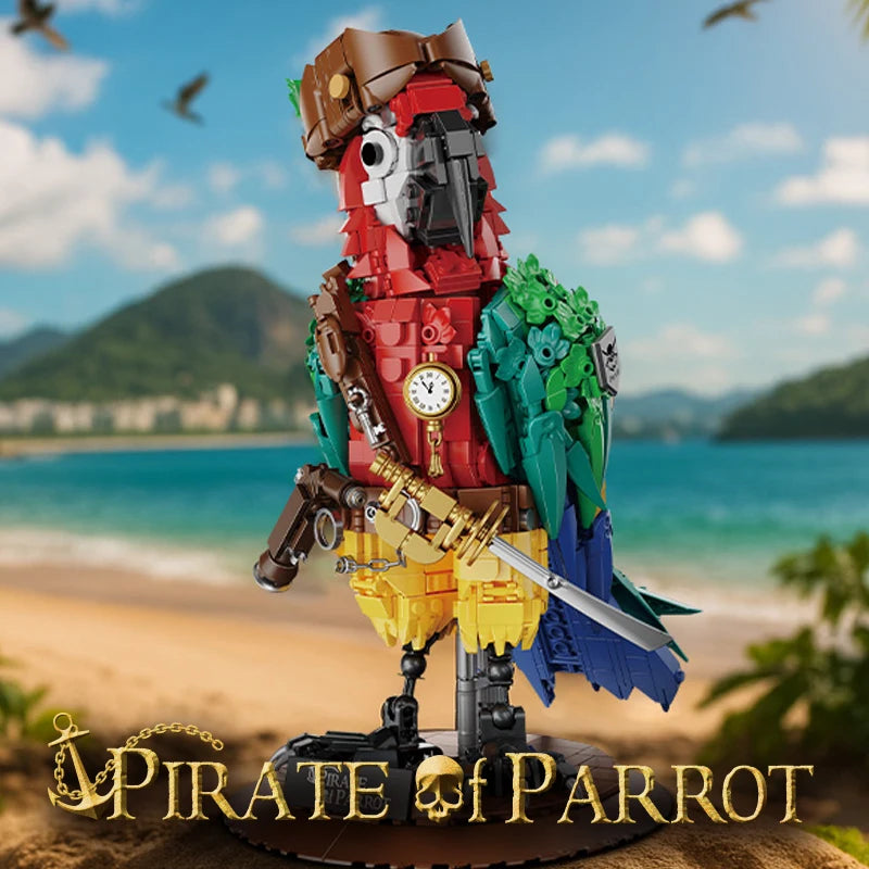 Pirate Parrot MOC Building Blocks Animals Cool Room Decoration Creative Bricks DIY Toys for Kids Children Adult Festival Gifts