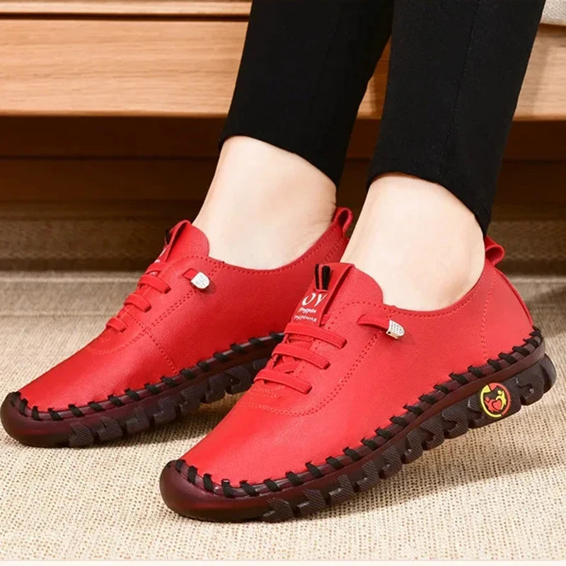 EtherealBe comfortable casual loafers for women in red with stylish design and durable sole