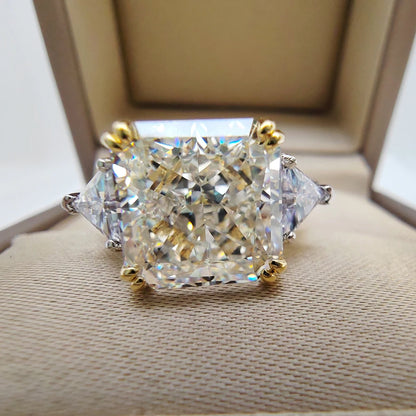 Luomansi 10*10MM Crushed Ice High Carbon Diamond Ring 100%-S925 Silver Ladies Jewelry Wedding Party Crystal Gift