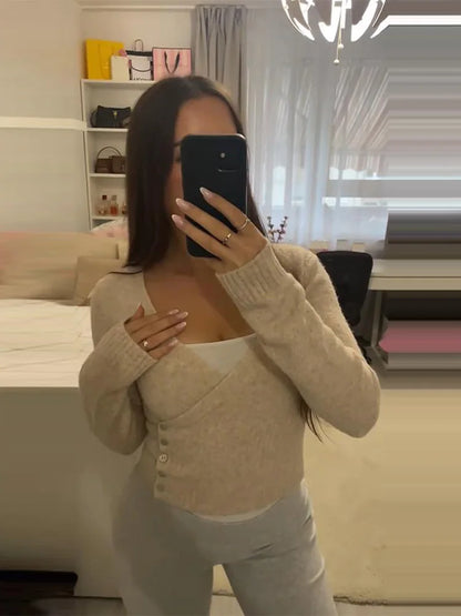 Fluffy Mohair Off Shoulder Cropped Sweater Oversize Slouchy Long Sleeve 2025 Autumn Cozy Women Knit Top Trendy Sweet Lady Jumper