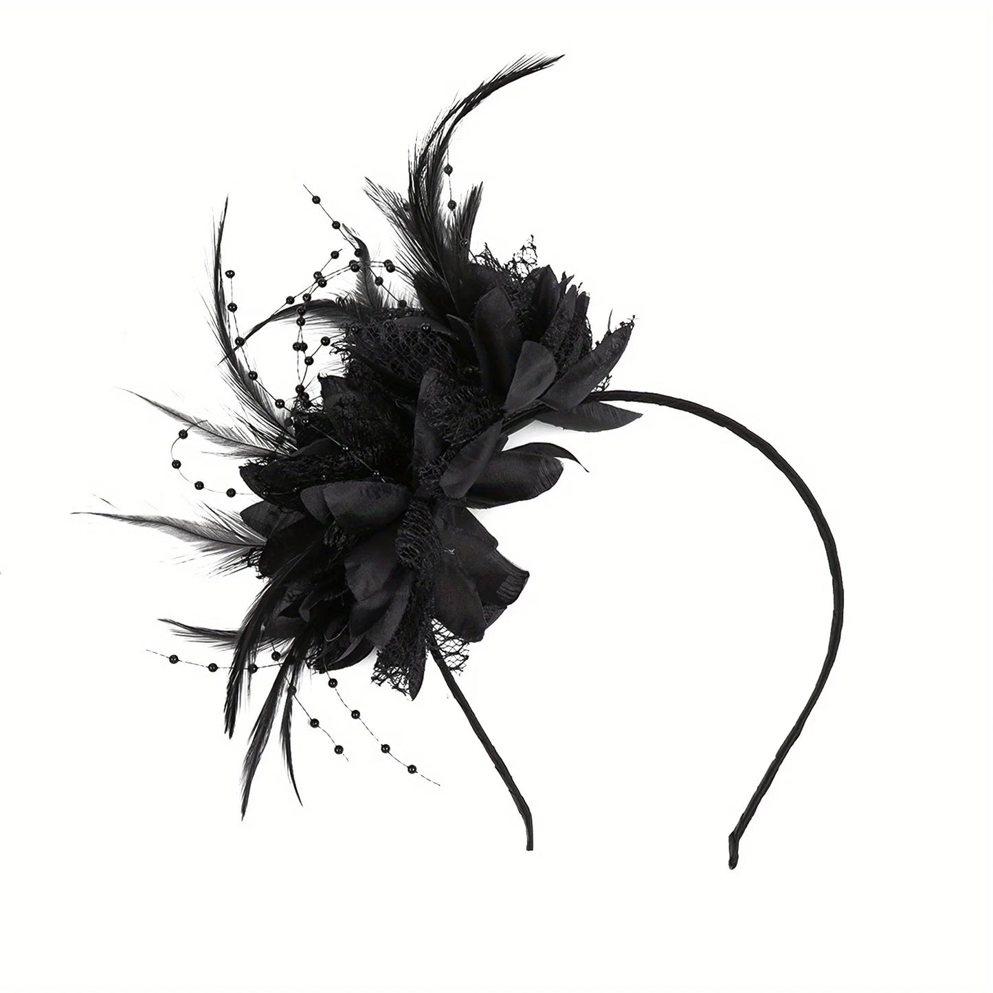 1pc Fascinator Hats For Women Feather Headband Kentucky Headpiece Gatsby Derby Hat For Cocktail Wedding Tea Party