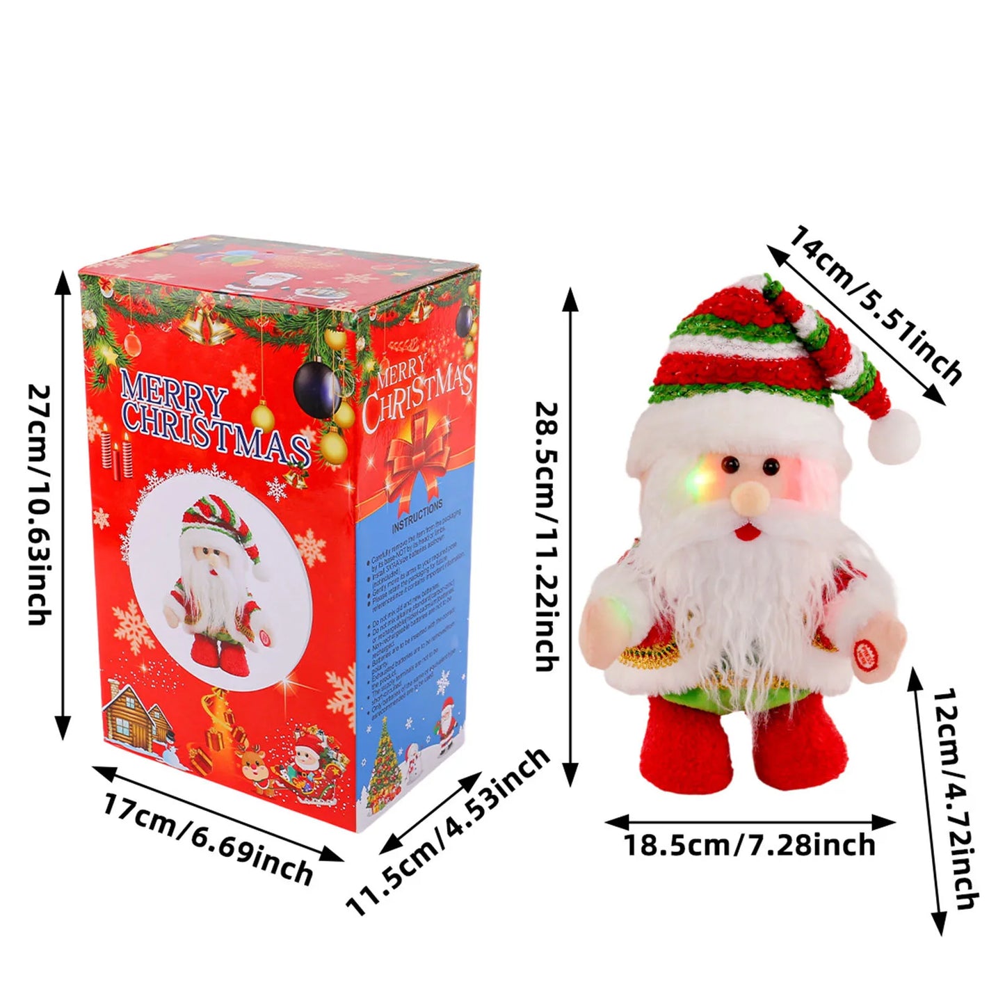 Christmas Light Music Electric Move Left And Right Elderly Ornaments Decoration Holiday Gift