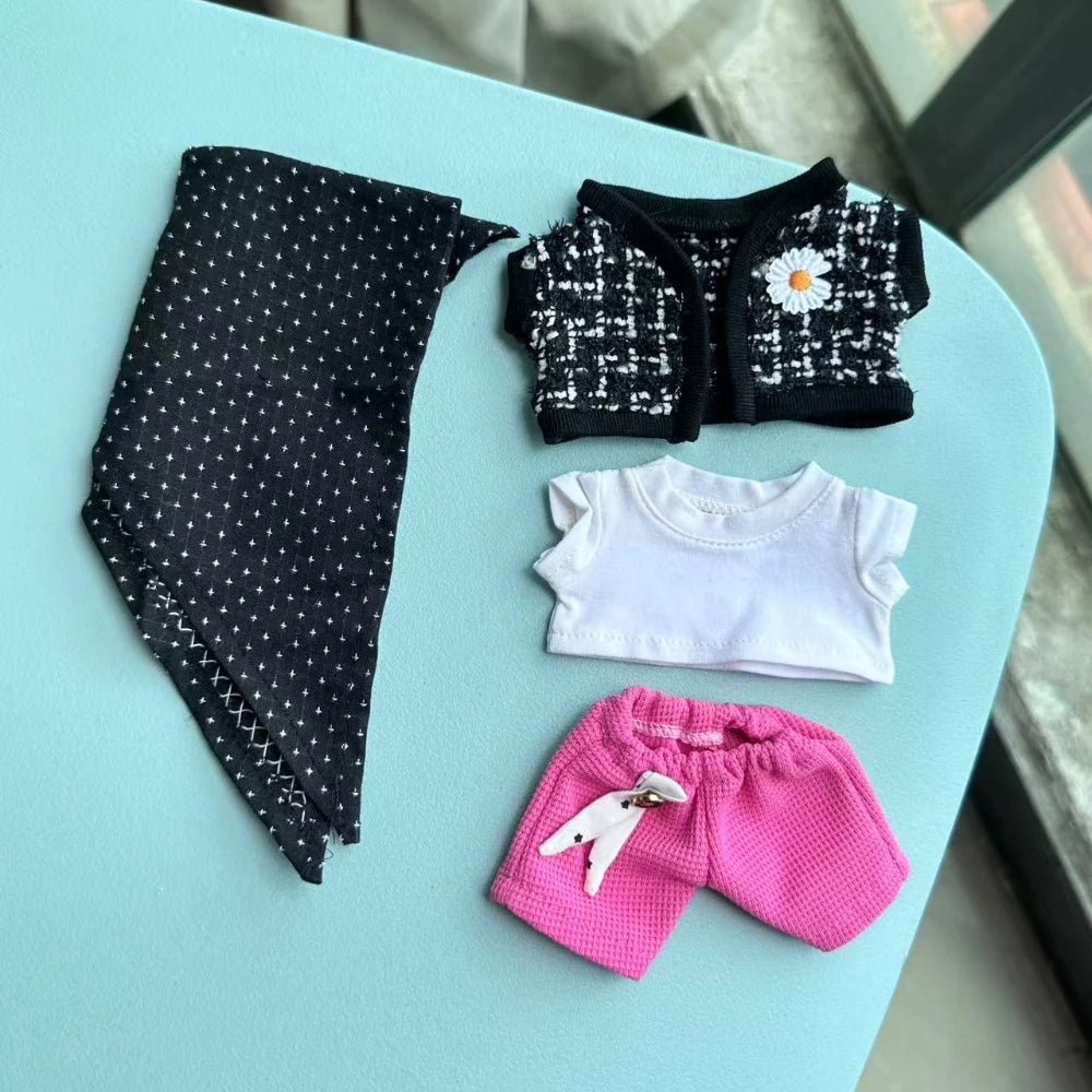 Clothes For Labubu 17cm Outfit Accessories for The Monster Korea Kpop Labubu Idol V1 V2 V3 Clothing GD K-Pop Cool Suit Straw Hat