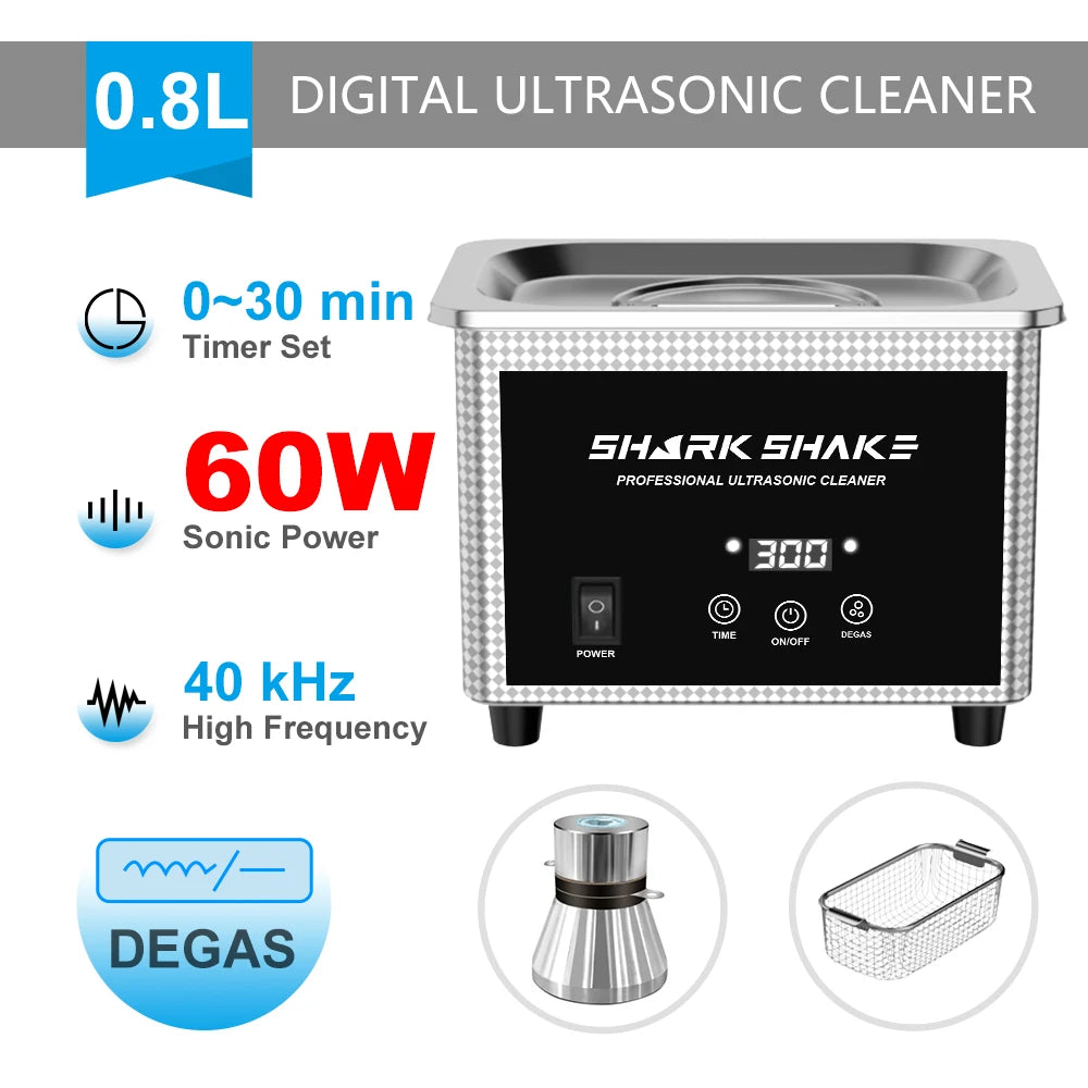 900ml Ultrasonic Cleaner Bath 60W Timer Ultrasound Sonic For Glasses Jewelry Watches Manicure Stones Cutters Razor Washing Bath