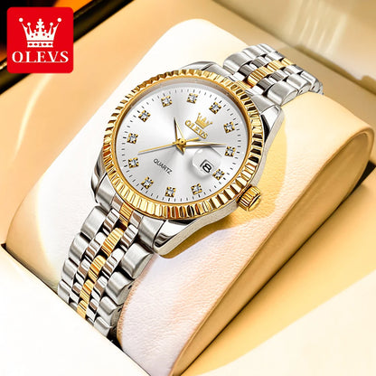 OLEVS Hot sale Women's Watches Luxury Diamond Elegant Women Wristwatch Stainless Steel Waterproof Luminous Ladies Watch Jewelry