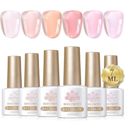 BORN PRETTY 7ml Glitter Gel Nail Polish Set Sparkly Shiny Gold Silver Pink Glitter Gel Polish Kit Winter Christmas Gift Box