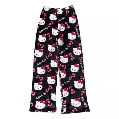 2025 New HelloKitty Outerwear Autumn/Winter Plush Sleeper Pants Women's Warm Pants Flannel Home Pants Soft Warm Sleeper Pants