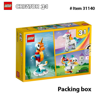 Lego 31140 Creator 3 in 1 Magical Unicorn Toy, Transforms from Unicorn to Seahorse to Peacock, Rainbow Animal Figures  145 PCS