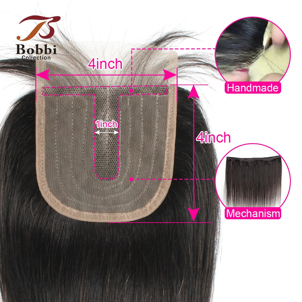 Body Wave 4x1 T Lace Closure Middle Part Transparent Lace Black Brown Honey Blonde Indian Remy Human Hair Bobbi Collection