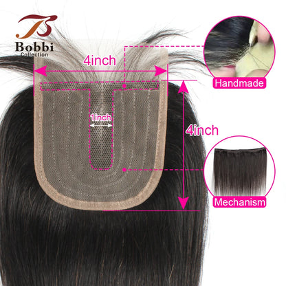 Body Wave 4x1 T Lace Closure Middle Part Transparent Lace Black Brown Honey Blonde Indian Remy Human Hair Bobbi Collection