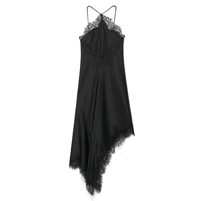2025 Sexy Lace Spliced Sling Dresses For Women Elegant Sleeveless Backless Irregular Hem Dress Lady Chic Holiday Party Wear