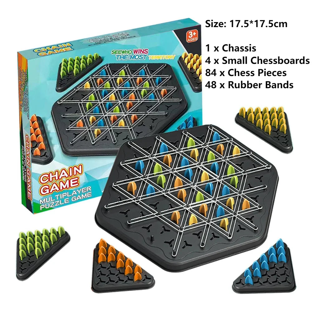 Geometry Chain Chess Puzzle Triangle Chess Family Desktop Game Educational Brain Teaser Strategy Game Logic Toy for Kids Adults