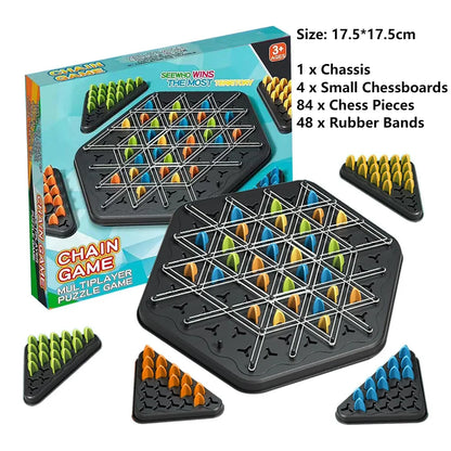 Geometry Chain Chess Puzzle Triangle Chess Family Desktop Game Educational Brain Teaser Strategy Game Logic Toy for Kids Adults