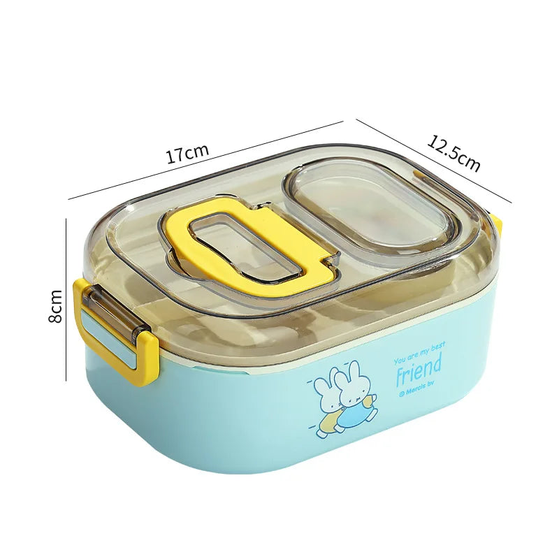 Kawaii Miffy Stainless Steel Divided Lunch Box Water Heated Student Lunch Box Cartoon Portable Bento Box Christmas Gift Toy