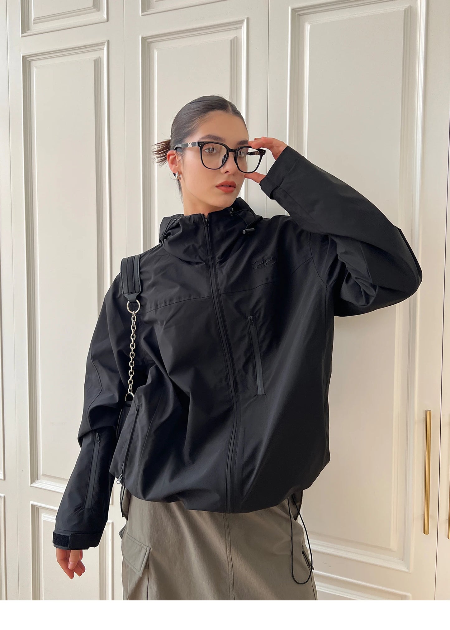 Autumn Outdoor Jacket Women Vintage Hooded Windbreaker Ladies Casual Loose Zipper Jackets Female Neutral Style Sporty Coat