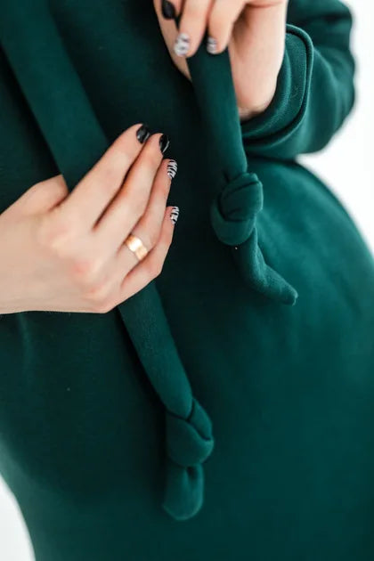 Plus Size Women Fashion Loose Autumn Winter Large Knitted Hooded Long Dress Velvet Hoodie Casual Dress Splicing Warm Dress