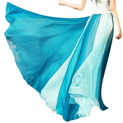 Summer Bohemian Skirt For Women Fashion Chiffon Color Matching A Bottomed Skirt Streetwear Falda Seaside Large Swing Skirts