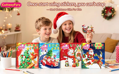 1PCS Stickers Paint Book For Grils Christmas Gift Christmas Tree Snowman Stickers By Number For Outgoing Travel Kids Stationery