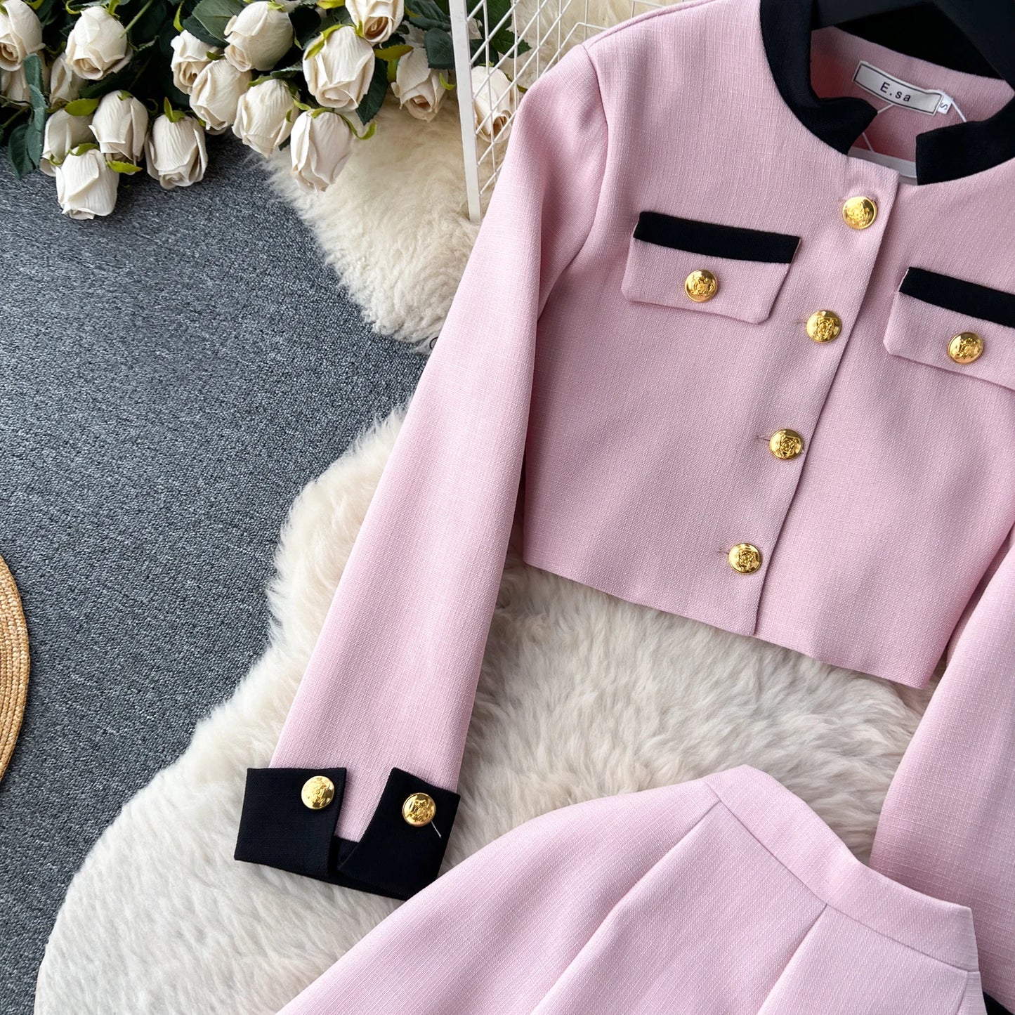 Women Two-Piece Sets Sexy Long Sleeve Single Breasted Top and High Waist Slim Skirt Korean Fashion Casual Autumn Winter Clothing
