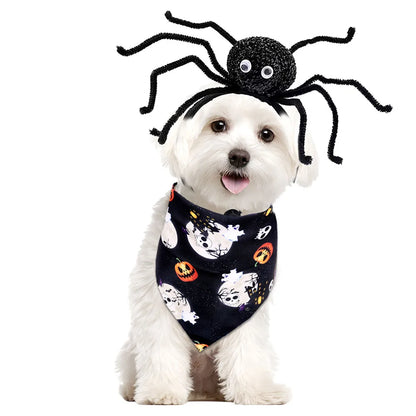 Halloween Dog Accessories Set Spider Headband Dog Bandanas Set Pet Triangle Scarf Headband For Dogs and Cats Pet Supplies