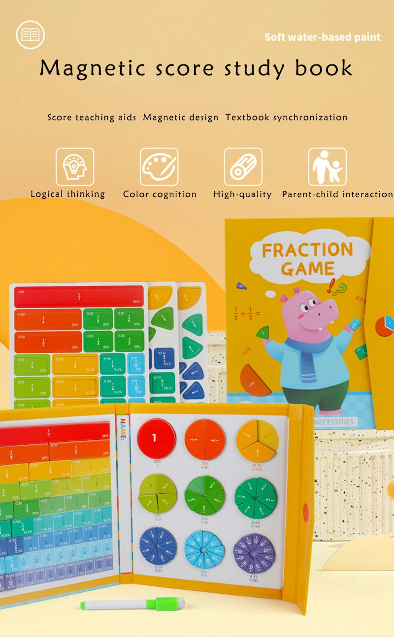 Magnetic Fraction Learning Nuclear Denominator Cognition Addition and Subtraction Operation Demonstration Lower Grade Teaching