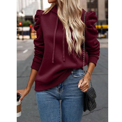 Autumn Winter Hoodies Sweatshirts Women Solid Color Long Sleeve   Casual Comfortable Pullovers Tops