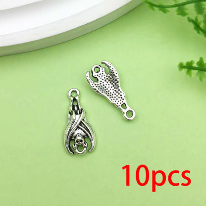 10/12pcs Halloween Decorate Charms Alloy Skull moth,Spider,Bull Head,bat Pendants for DIY Jewelry Making Accessories