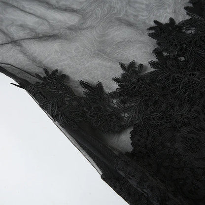 Shestyle Lace Transparent Mini Dress Sexy Women Wrapping Spaghetti Embroidery Flower Sheath Nightwear Club Mesh Wave Fantacy