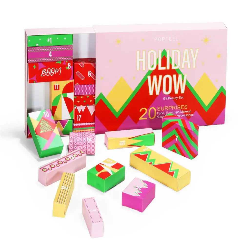 Christmas Advent Calendar  Makeup Tools Countdown Calendar Gift Boxes Lipstick Eye Shadow Cosmetics Set Party Favors for Girls