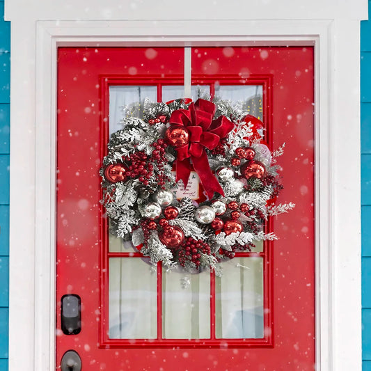 Christmas Wreath For Front Door Christmas Door Wreath Red Ball Ornaments For Door Window Mantle Indoor Outdoor Christmas Decorat