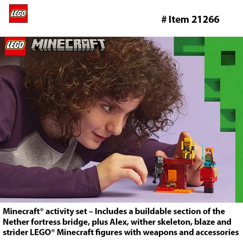 LEGO 21266 Minecraft The Nether Lava Battle Toy and Playset  Alex, Wither Skeleton, Blaze and Strider Figures for Pretend Play