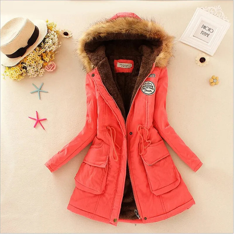 Winter Women's Coats Parka Streetwear Casual Coats Military Hooded Fur Coats Down Jackets Winter Coat Women  Jacket Women