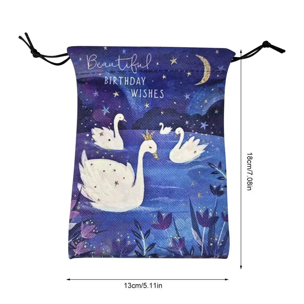 Printed Velvet Tarot Carods Storage Bag Oracle Card Witch Divination Accessories Board Games Mini Drawstring Package