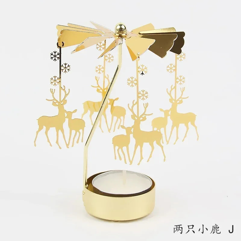 Multi-shape Rotating Candlesticks Snowflake Angel Romantic Tea Party Candle Holder Wedding Christmas Metal Home Decor