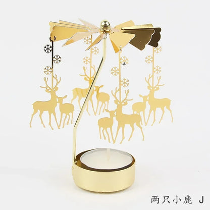 Multi-shape Rotating Candlesticks Snowflake Angel Romantic Tea Party Candle Holder Wedding Christmas Metal Home Decor