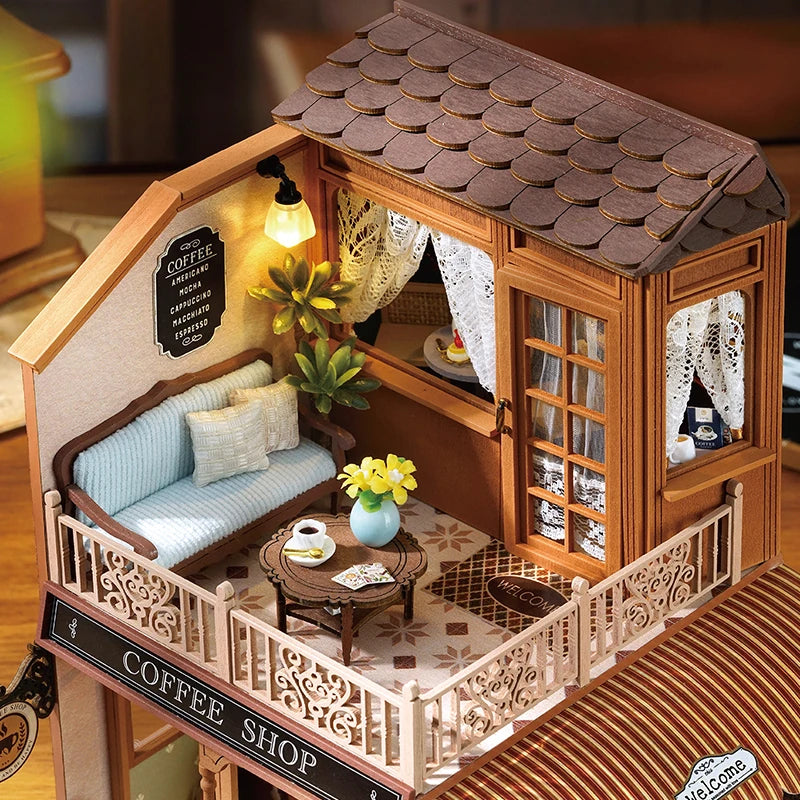 Handmade Wooden Miniature Doll House Kit 3D Puzzle Assembled Building Model Kit With LED Light DollHouses Toy For Christmas Gift