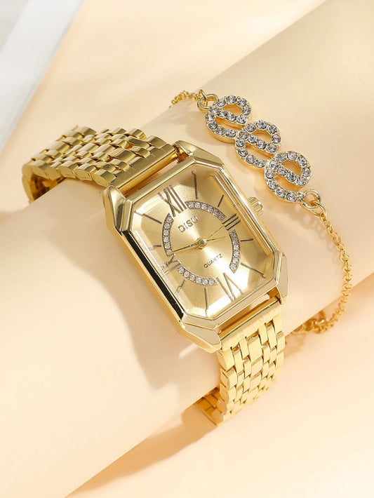 A Classic Fashion Women's Business Quartz Watch. Stainless Steel Strap With Square Dial. For Daily Life