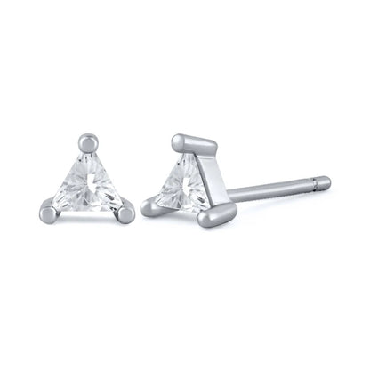 925 Sterling Silver Needle Small Geometry Triangle Crystal Stud Earring for Woman Lovers' Couples Bling Simple Piercing Earrings