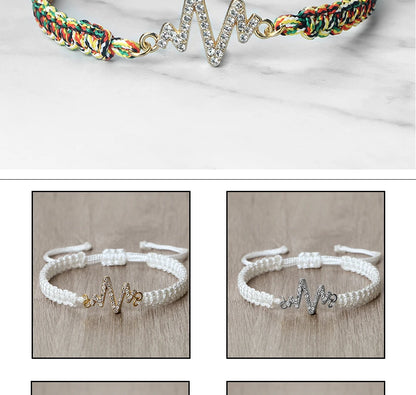 Romantic Cardiac signal Metal Thread Bracelet Red Black Couple Bangles Chain Pulsera Jewelry Gift for Friend