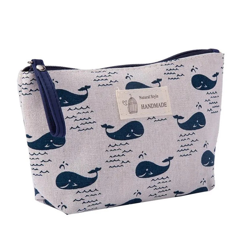EtherealBe travel makeup bag for women featuring a cute whale pattern and zipper closure