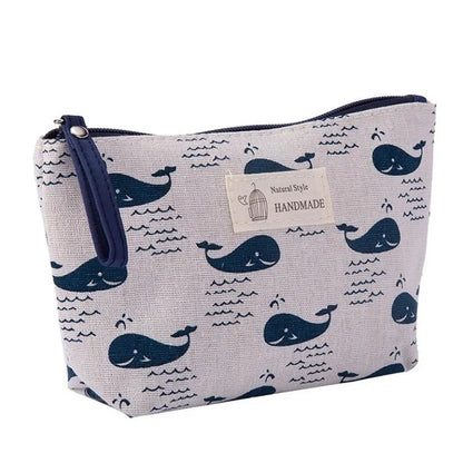 EtherealBe travel makeup bag for women featuring a cute whale pattern and zipper closure