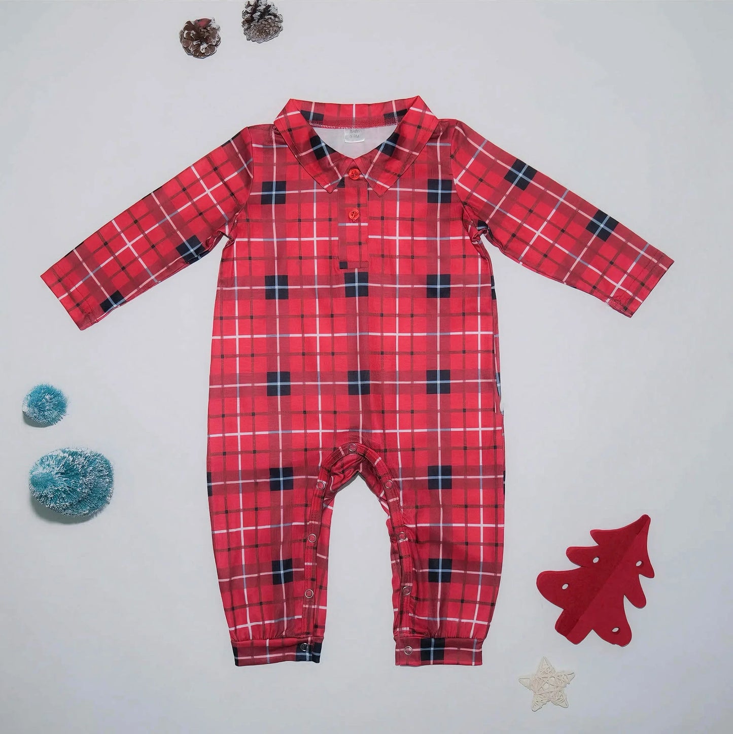 2024 Plaid Pattern Mom Dad Kids Matching Outfits Button Shirt+Trousers Clothing Set Boys Girls Christmas Pajamas Baby Romper Pjs