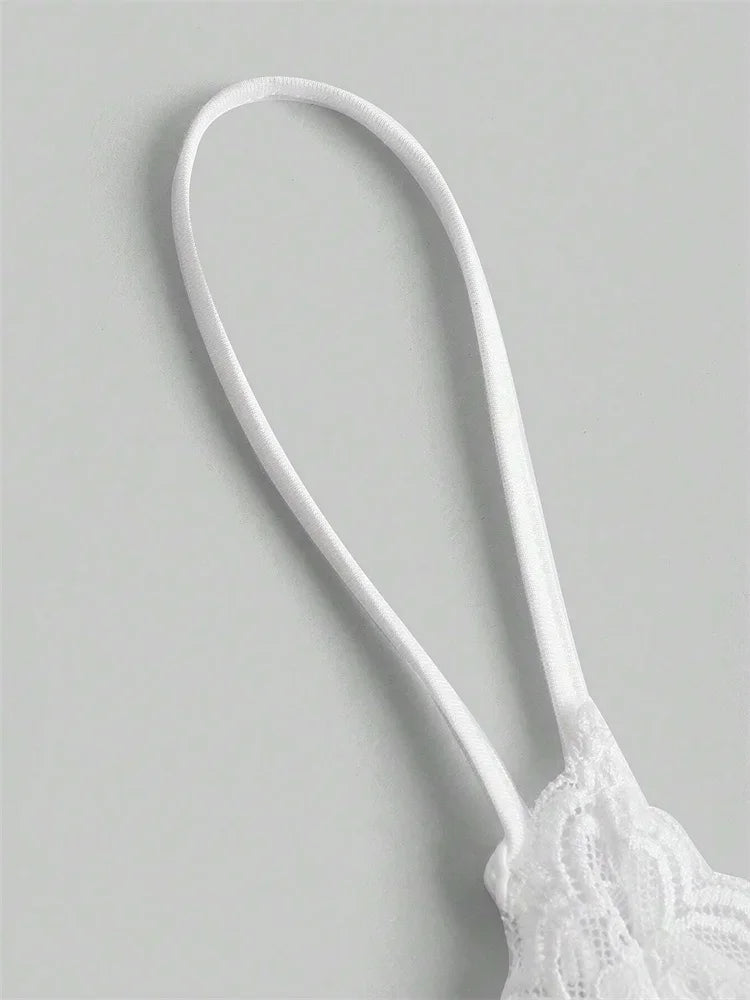 Sexy Contrast Lace Bow Front Crop Cami Top Women 2025 Summer Grunge Punk Y2K Clothes Ruched Skinny Backless Tee Shirt