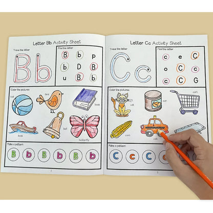 Letters A-Z Letter Tracing Practice Workbook Preschool English Learning Kindergarten Alphabet Writing Coloring Book Montessori