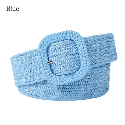 Fashion Wide Waistband Female Waist Belt Bohemian Braided Belts for Women Summer Patchwork Straw Woven Belt