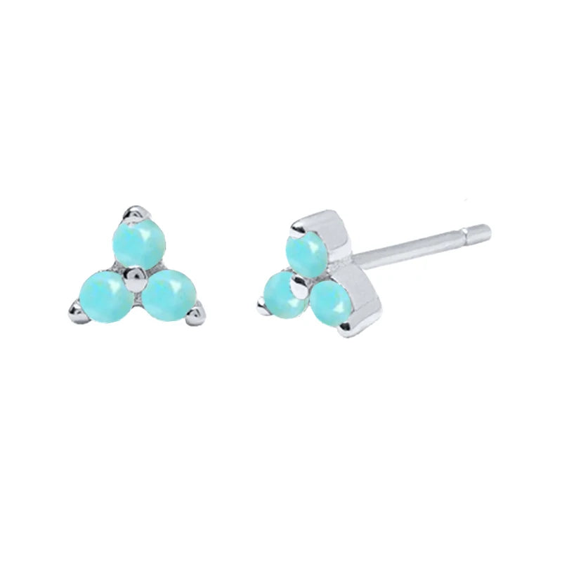 925 Sterling Silver Needle Small Geometry Triangle Crystal Stud Earring for Woman Lovers' Couples Bling Simple Piercing Earrings