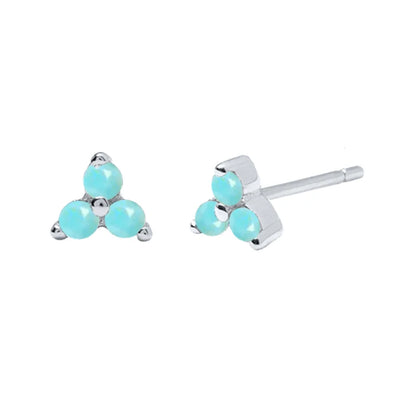 925 Sterling Silver Needle Small Geometry Triangle Crystal Stud Earring for Woman Lovers' Couples Bling Simple Piercing Earrings
