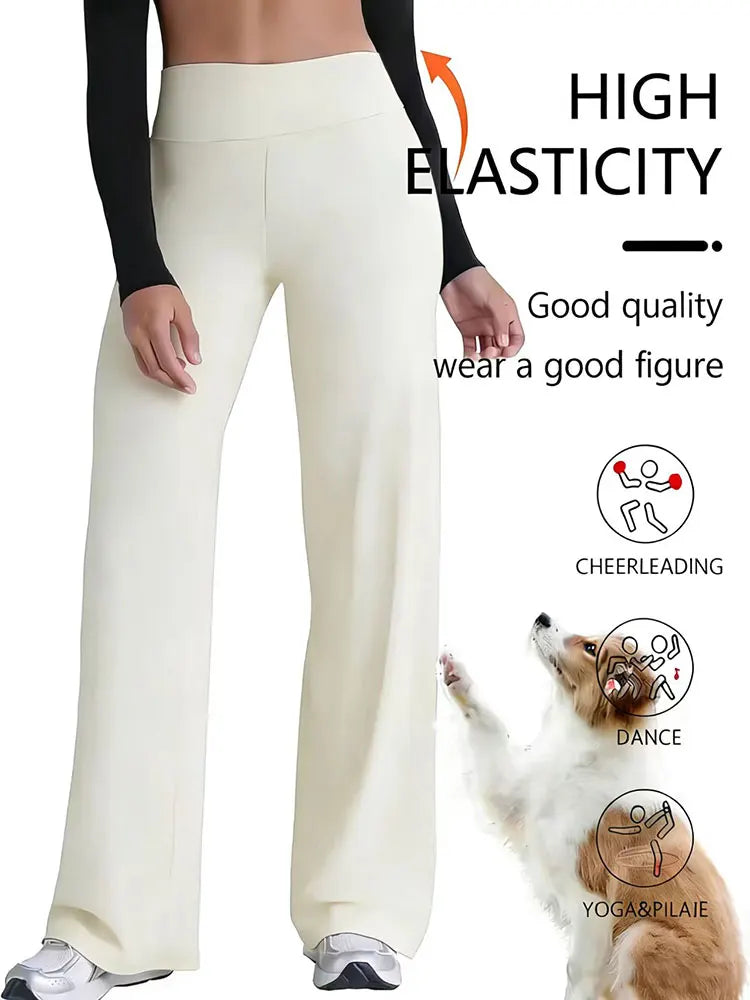 Women's Spring & Summer Wide-Leg Athletic Pants, High-Waisted Butt-Lifting Tummy-Control Yoga Pants,Plus Size Clothes,Jeans（New）