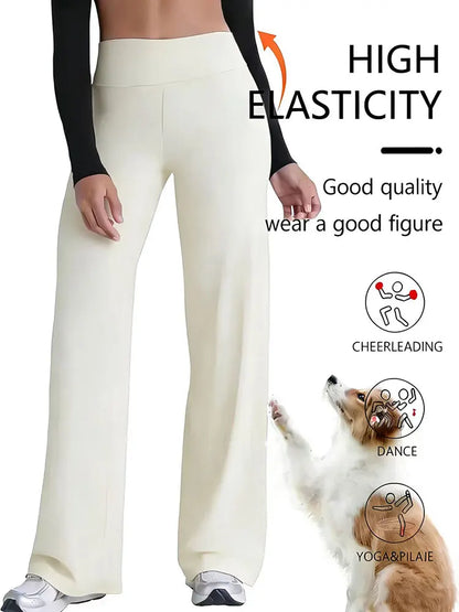 Women's Spring & Summer Wide-Leg Athletic Pants, High-Waisted Butt-Lifting Tummy-Control Yoga Pants,Plus Size Clothes,Jeans（New）