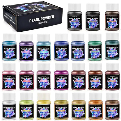 6/24/30Pcs-Set Epoxy Resin Dye Mica Powder Powdered Pigments Set Resin Mica Pearlescent Resin Pearl Box-Packed Micas Colorants